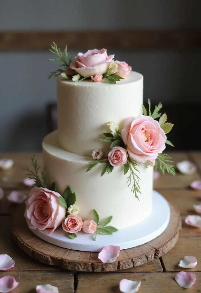 25+ 1-Year Anniversary Cake Ideas to Celebrate Love Sweetly - 1. Elegant Floral Cake