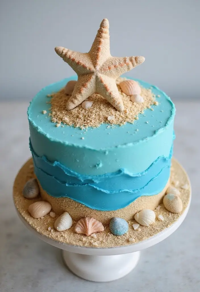 25+ 1-Year Anniversary Cake Ideas to Celebrate Love Sweetly - 16. Beach Theme Cake