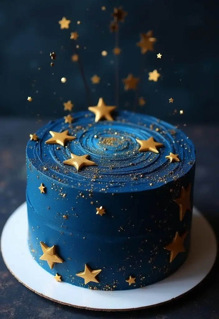 25+ 1-Year Anniversary Cake Ideas to Celebrate Love Sweetly - 17. Starry Night Cake