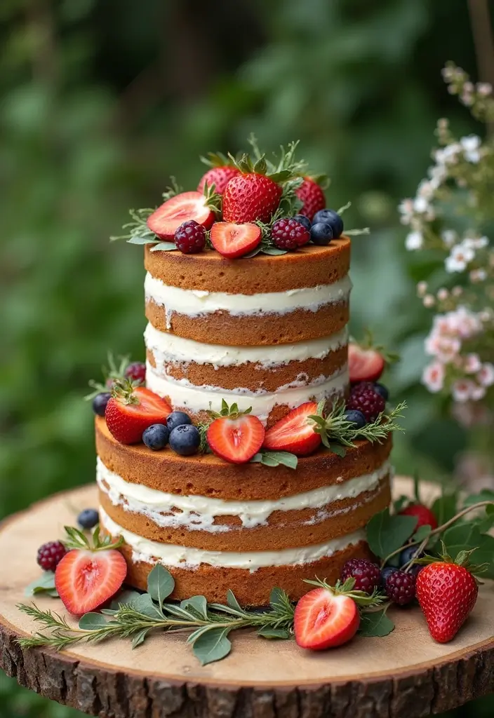 25+ 1-Year Anniversary Cake Ideas to Celebrate Love Sweetly - 3. Rustic Naked Cake