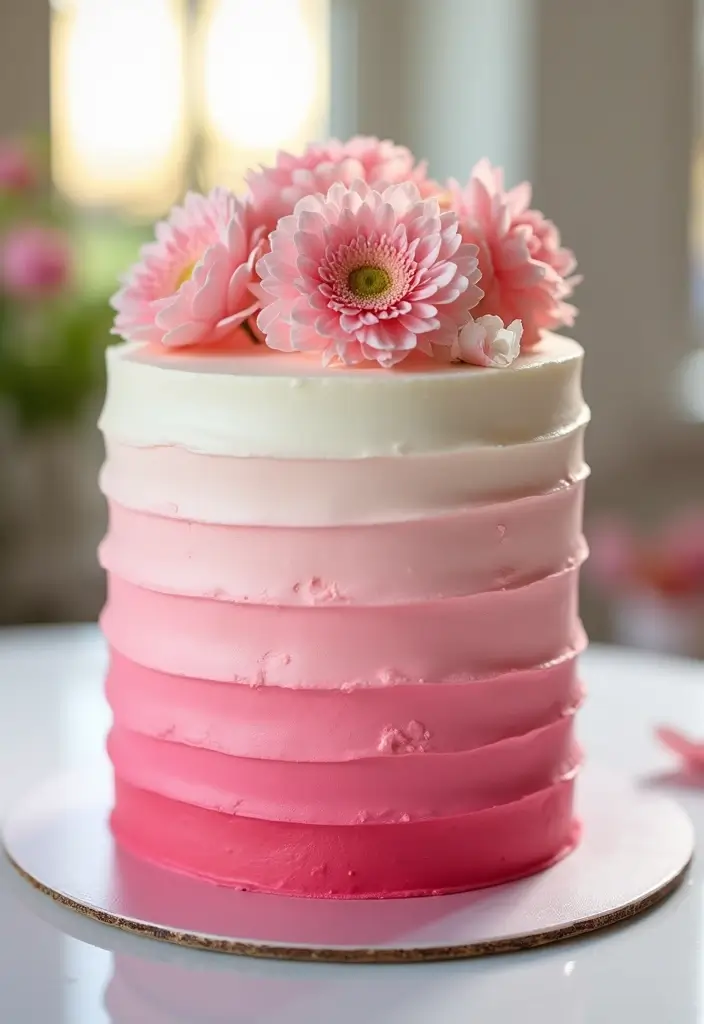 25+ 1-Year Anniversary Cake Ideas to Celebrate Love Sweetly - 4. Sweetheart Ombre Cake