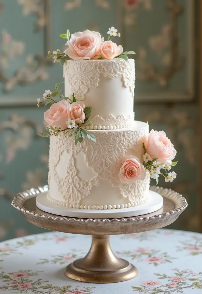 25+ 1-Year Anniversary Cake Ideas to Celebrate Love Sweetly - 7. Vintage Lace Cake