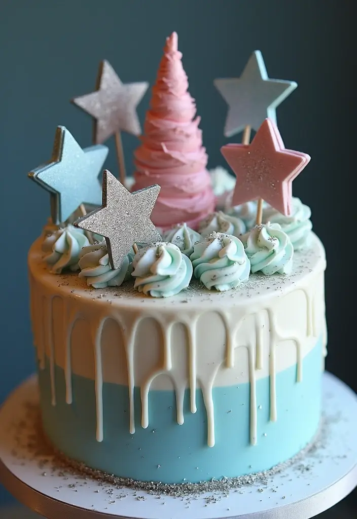 25+ 25th Anniversary Cake Ideas for a Silver Celebration - 16. Silver Starfire Cake