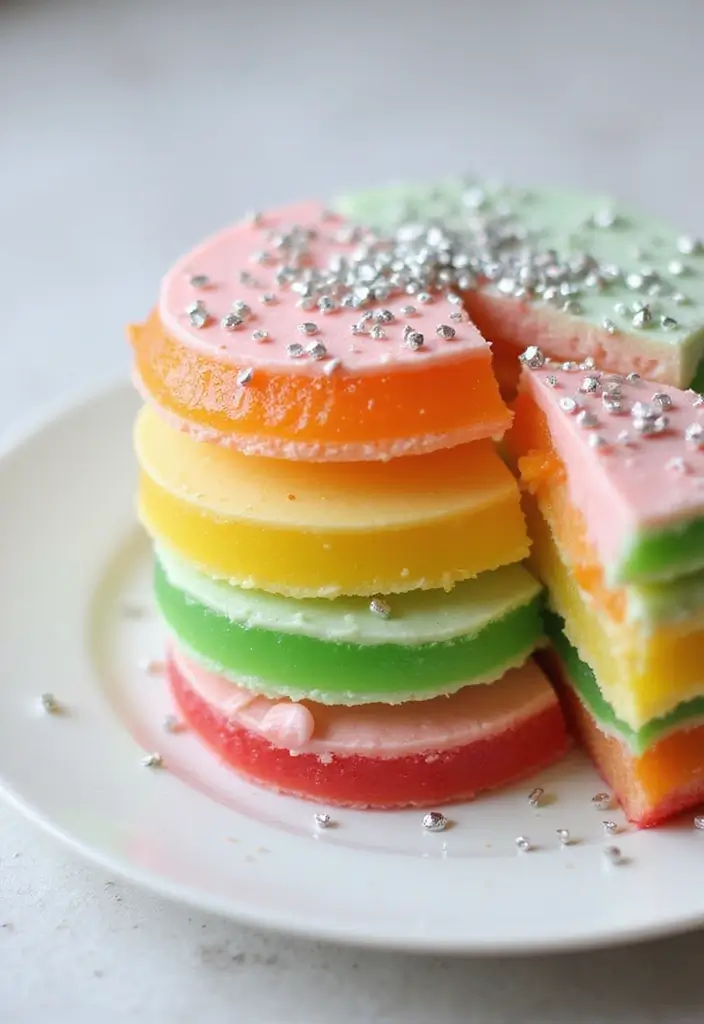 25+ 25th Anniversary Cake Ideas for a Silver Celebration - 19. Silver Layered Jello Cake