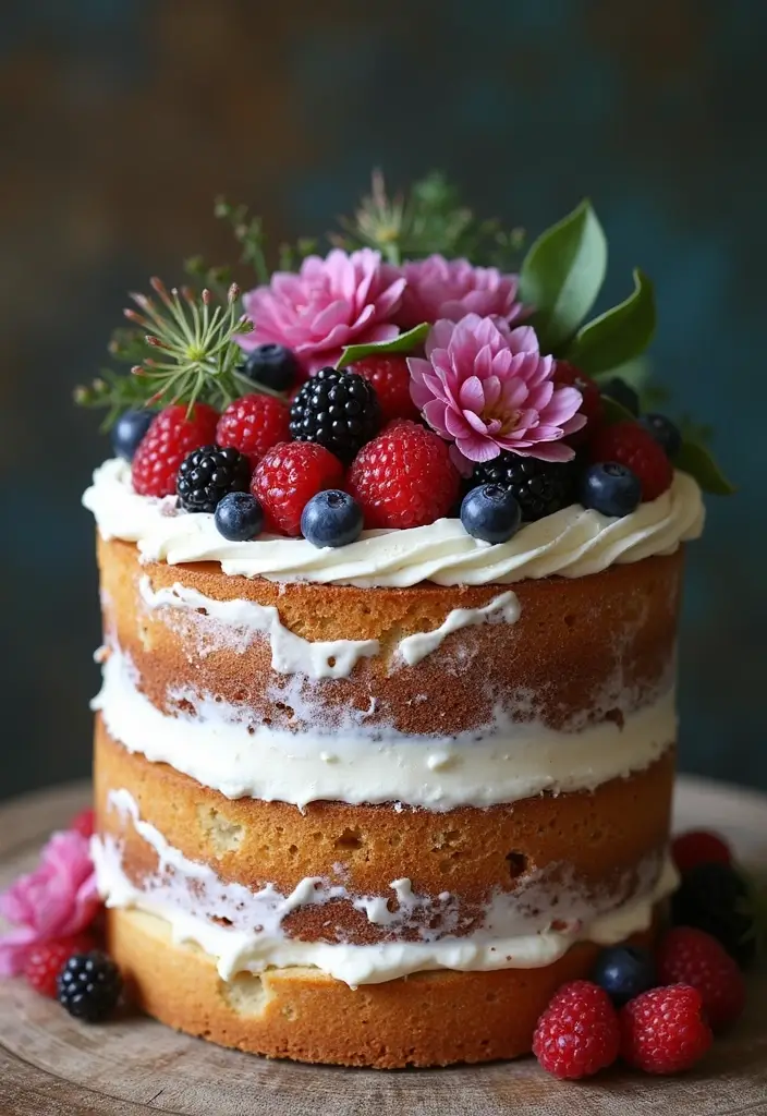 25+ 25th Anniversary Cake Ideas for a Silver Celebration - 2. Rustic Silver Naked Cake