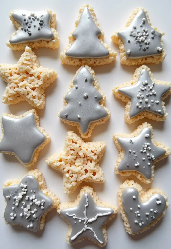 25+ 25th Anniversary Cake Ideas for a Silver Celebration - 21. Silver Rice Krispie Treats