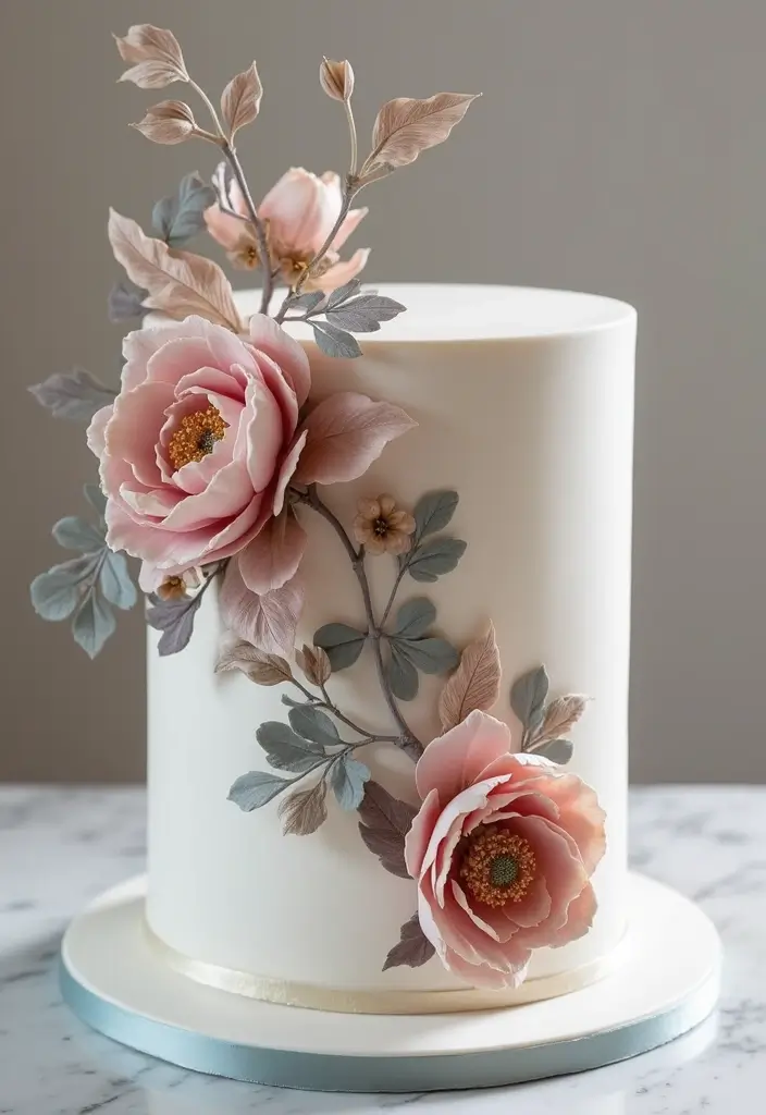 25+ 25th Anniversary Cake Ideas for a Silver Celebration - 4. Silver Floral Cake