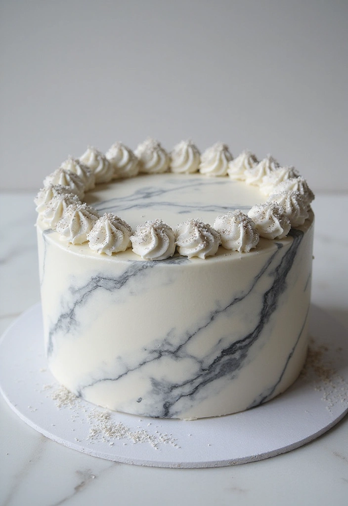 25+ 25th Anniversary Cake Ideas for a Silver Celebration - 5. Silver and White Marble Cake