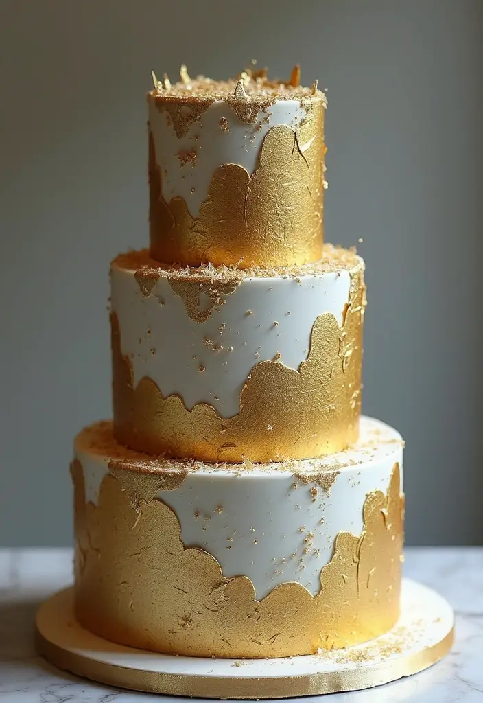 25+ 25th Anniversary Cake Ideas for a Silver Celebration - 6. Silver and Gold Combination Cake