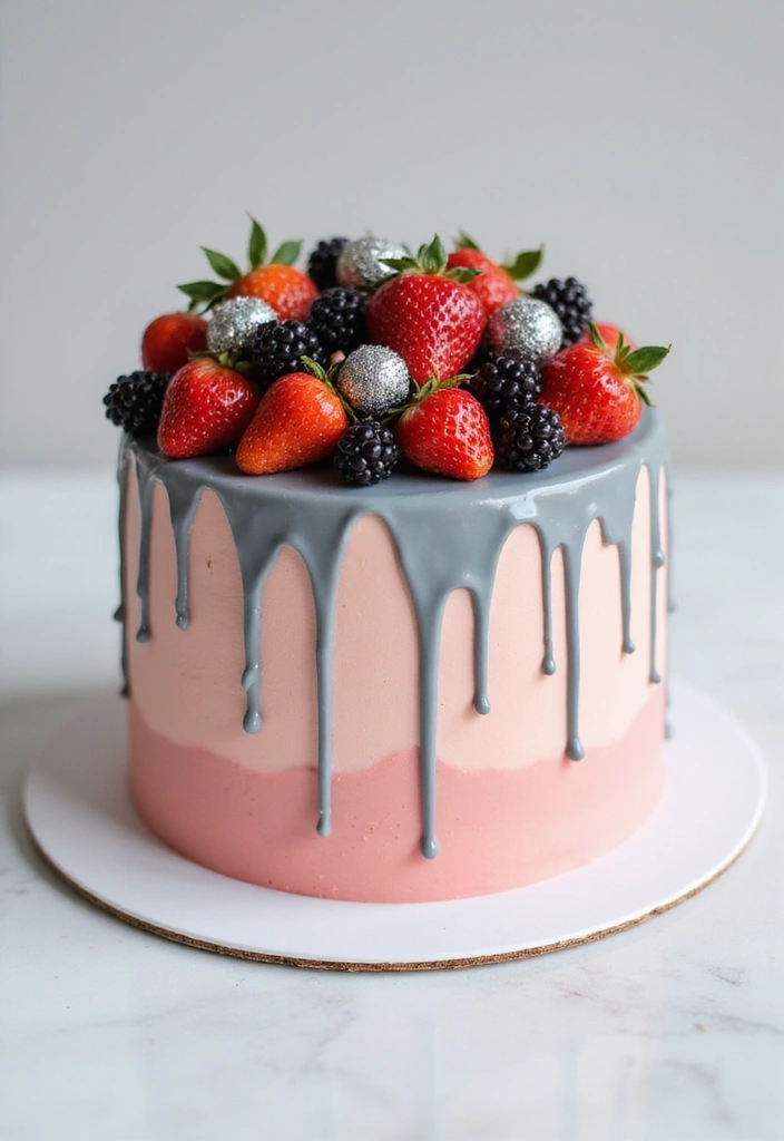 25+ 25th Anniversary Cake Ideas for a Silver Celebration - 7. Silver Drip Cake