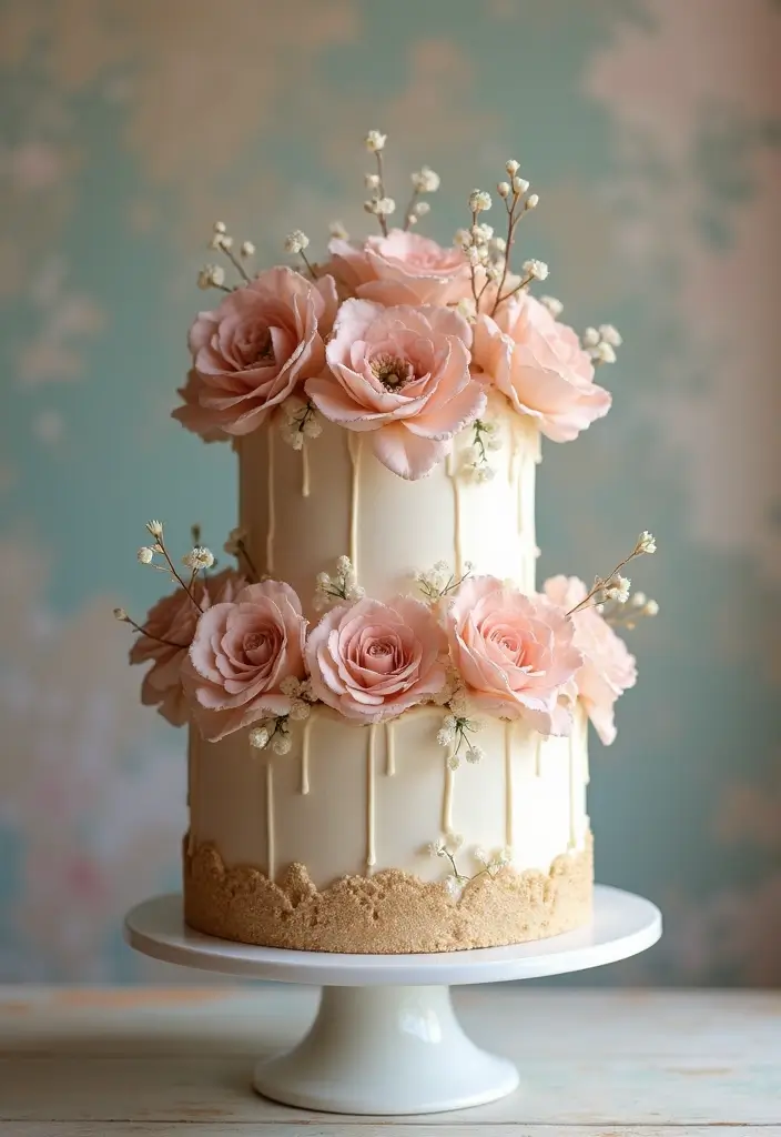 25+ 30th Birthday Cake Ideas to Celebrate the Big 3-0 in Style - 1. Elegant Floral Cascade Cake