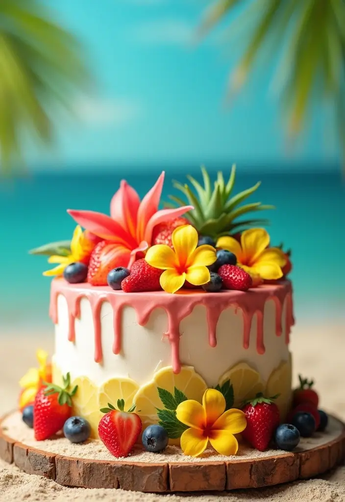25+ 30th Birthday Cake Ideas to Celebrate the Big 3-0 in Style - 10. Tropical Paradise Cake