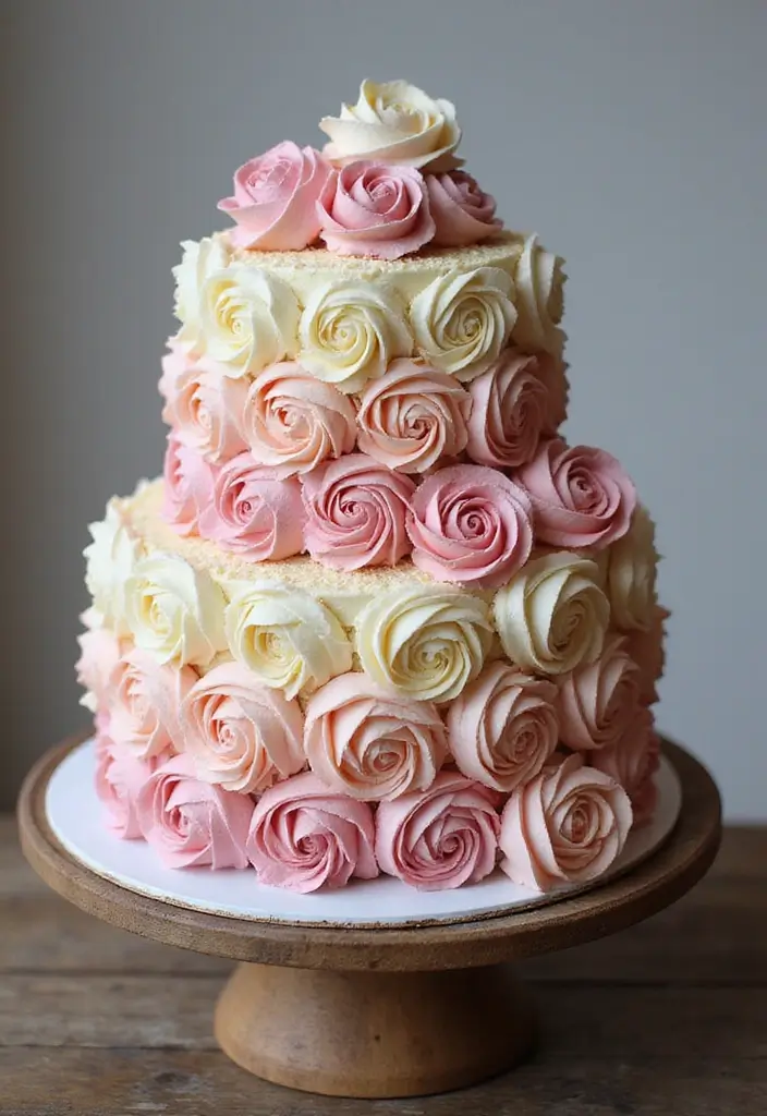25+ 30th Birthday Cake Ideas to Celebrate the Big 3-0 in Style - 13. Ombre Buttercream Rose Cake