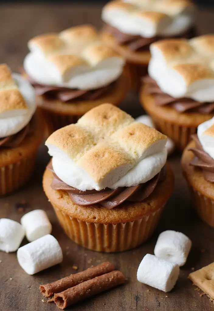 25+ Adorable Bridal Shower Cupcake Ideas Too Cute to Eat - 10. S'mores Cupcakes