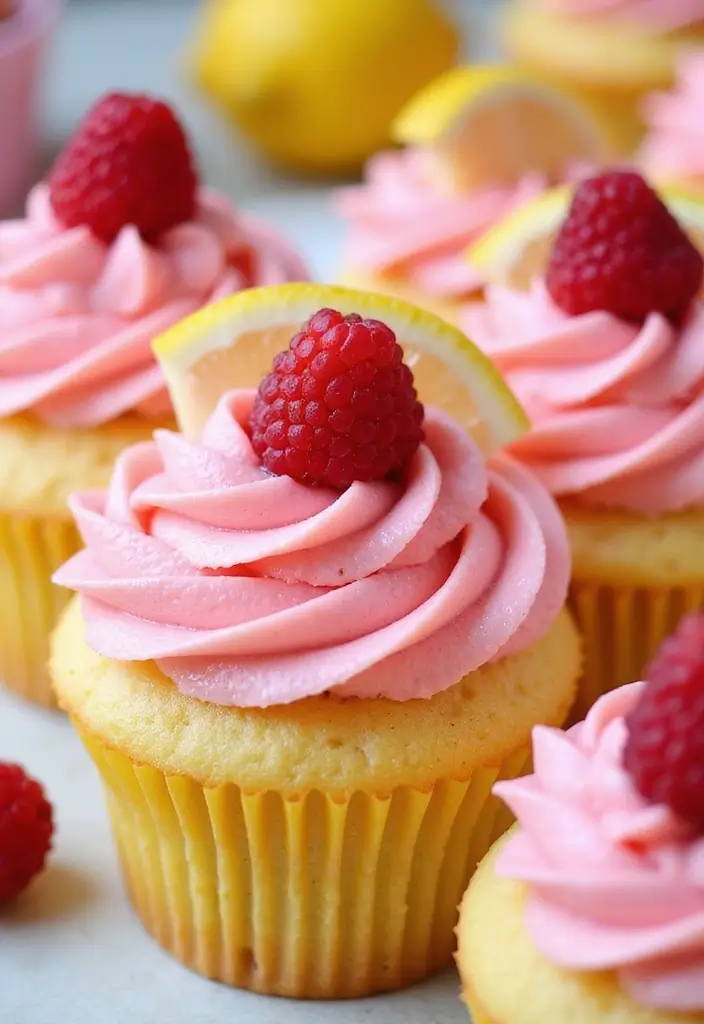 25+ Adorable Bridal Shower Cupcake Ideas Too Cute to Eat - 13. Raspberry Lemon Cupcakes