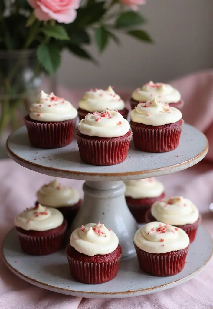 25+ Adorable Bridal Shower Cupcake Ideas Too Cute to Eat - 14. Red Velvet Love Cupcakes