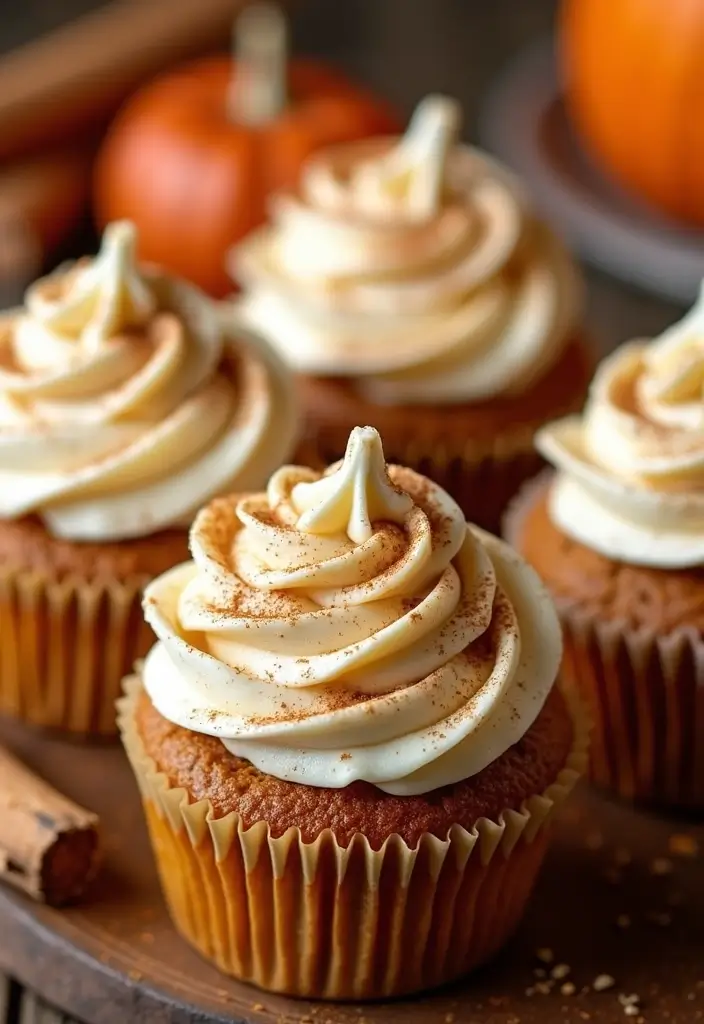 25+ Adorable Bridal Shower Cupcake Ideas Too Cute to Eat - 15. Pumpkin Spice Cupcakes