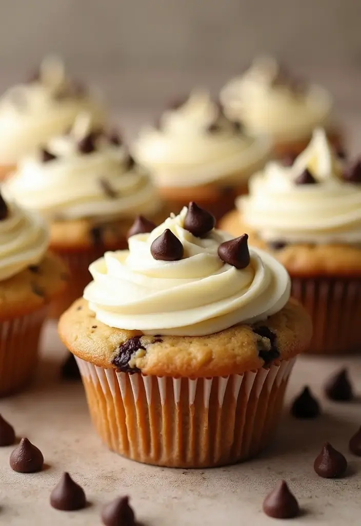 25+ Adorable Bridal Shower Cupcake Ideas Too Cute to Eat - 16. Chocolate Chip Cookie Cupcakes