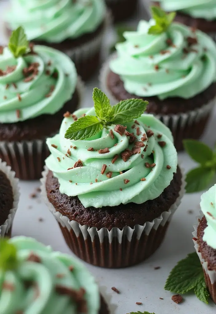 25+ Adorable Bridal Shower Cupcake Ideas Too Cute to Eat - 17. Mint Chocolate Cupcakes
