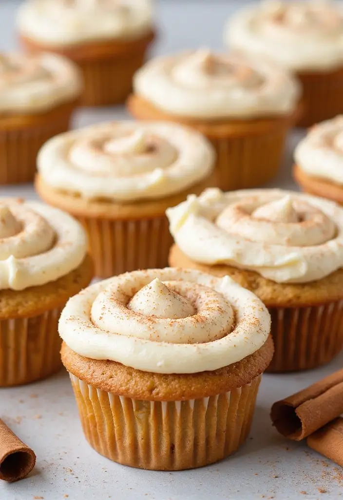 25+ Adorable Bridal Shower Cupcake Ideas Too Cute to Eat - 21. Cinnamon Roll Cupcakes