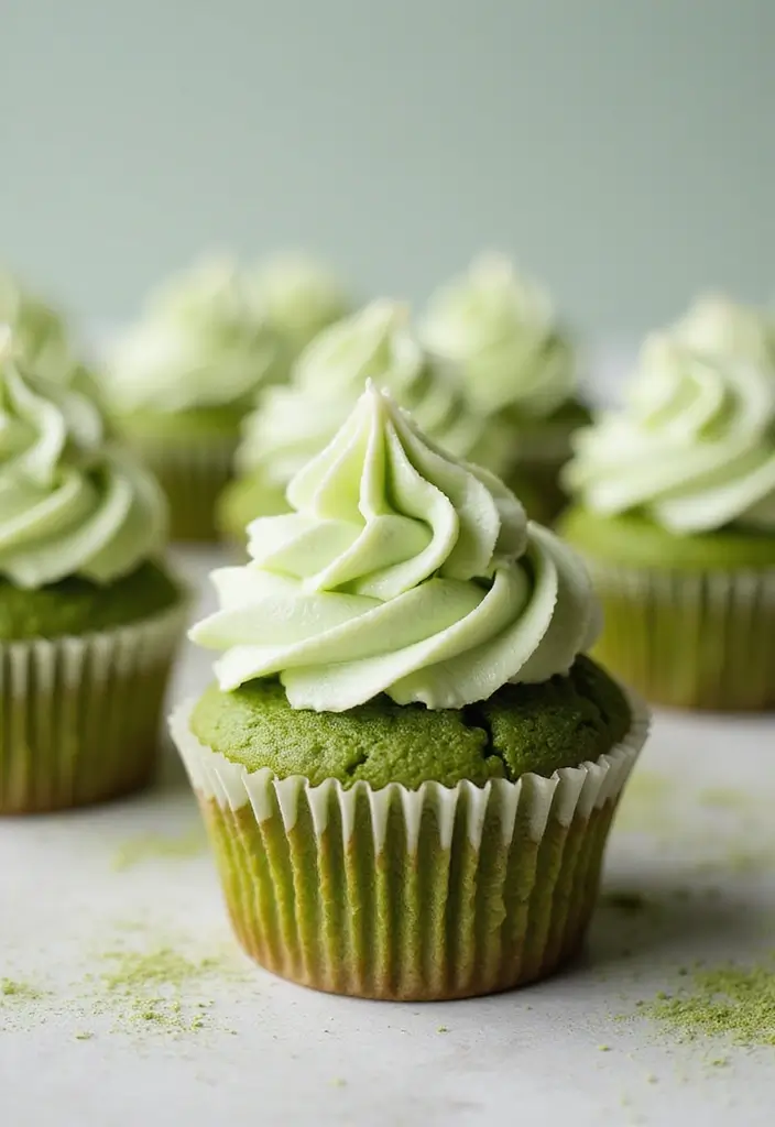 25+ Adorable Bridal Shower Cupcake Ideas Too Cute to Eat - 9. Matcha Green Tea Cupcakes