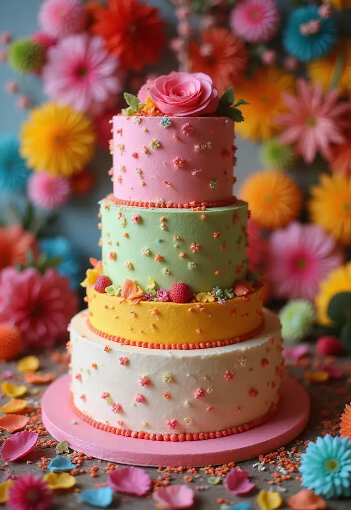25+ Aesthetic Birthday Cake Ideas That Are Pinterest-Perfect 133 25+ Aesthetic Birthday Cake Ideas That Are Pinterest-Perfect - 21. Bold and Bright Cake