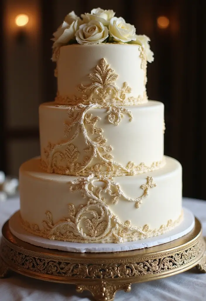 25+ Aesthetic Birthday Cake Ideas That Are Pinterest-Perfect 15 25+ Aesthetic Birthday Cake Ideas That Are Pinterest-Perfect - 3. Elegant Fondant Cake with Gold Accents