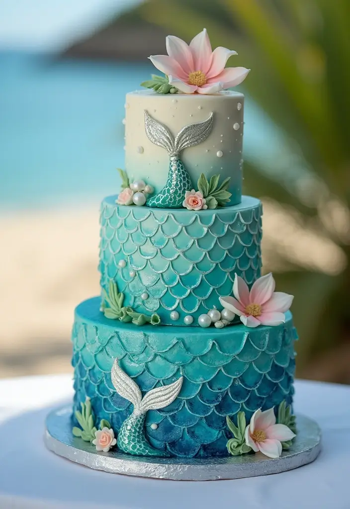 25+ Aloha Cake Ideas for a Fun Hawaiian-Inspired Party - 10. Mermaid Lagoon Cake