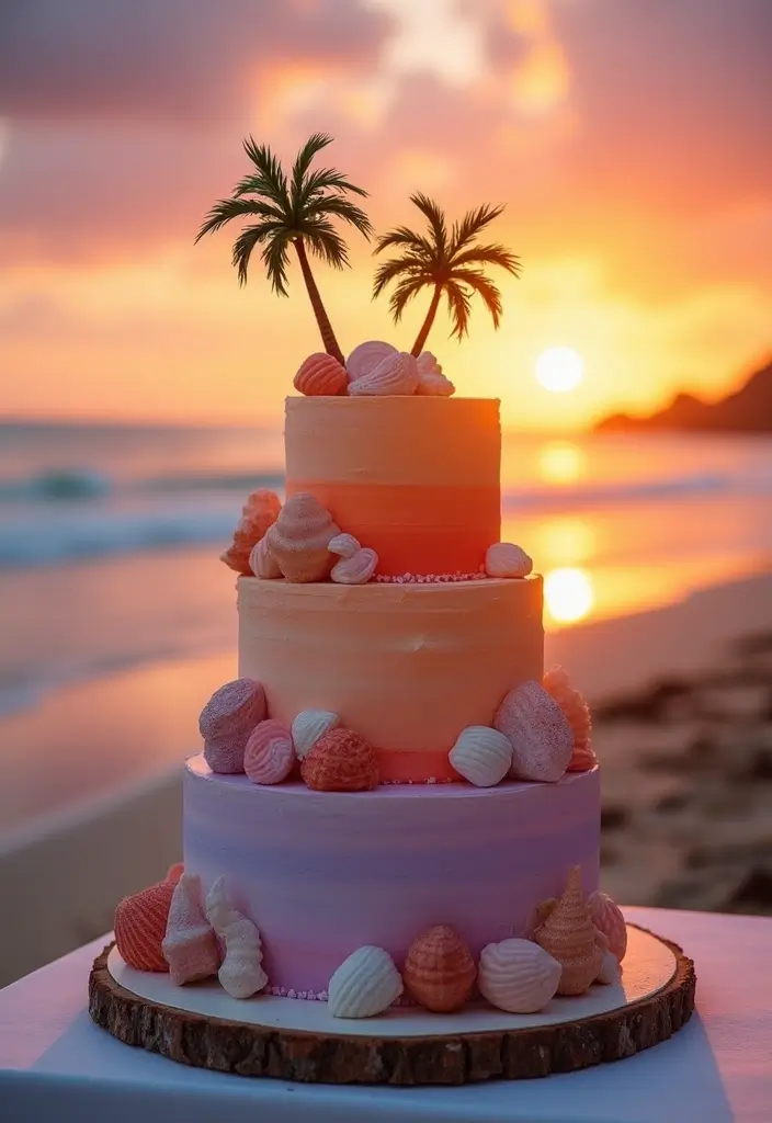 25+ Aloha Cake Ideas for a Fun Hawaiian-Inspired Party - 13. Sunset Beach Cake