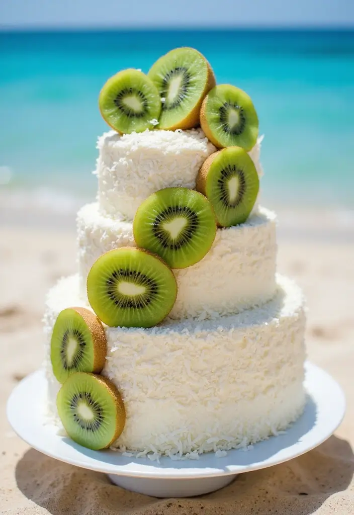 25+ Aloha Cake Ideas for a Fun Hawaiian-Inspired Party - 14. Kiwi Coconut Cake