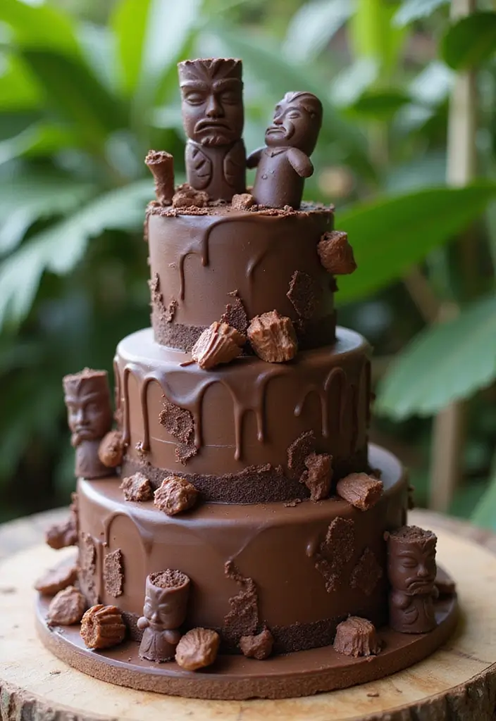 25+ Aloha Cake Ideas for a Fun Hawaiian-Inspired Party - 17. Chocolate Tiki Cake