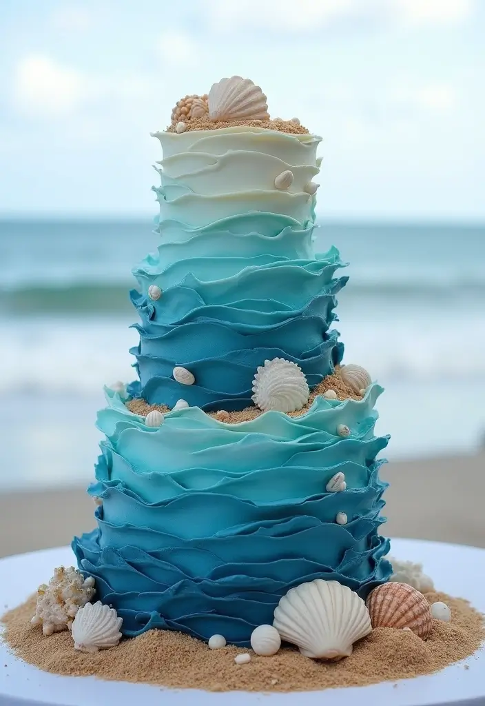 25+ Aloha Cake Ideas for a Fun Hawaiian-Inspired Party - 2. Beachy Wave Delight