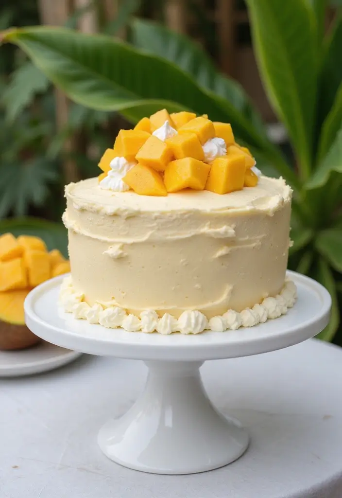 25+ Aloha Cake Ideas for a Fun Hawaiian-Inspired Party - 22. Creamy Mango Mousse Cake