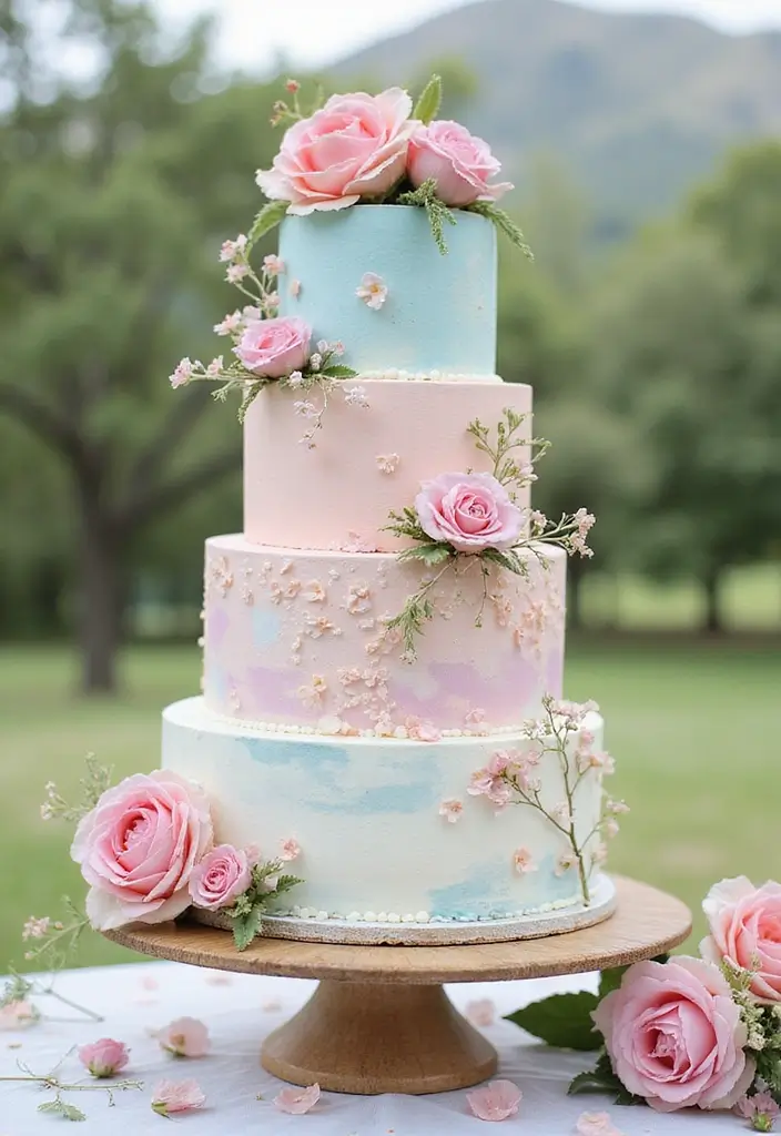 25+ Aloha Cake Ideas for a Fun Hawaiian-Inspired Party - 25. Floral Watercolor Cake