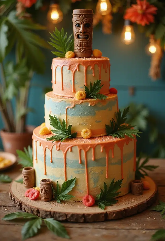 25+ Aloha Cake Ideas for a Fun Hawaiian-Inspired Party - 7. Tiki Bar Cake