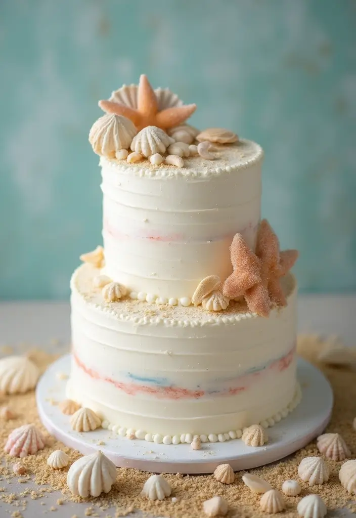 25+ Beach Cake Ideas for a Tropical Wedding Celebration - 10. Beachy Buttercream