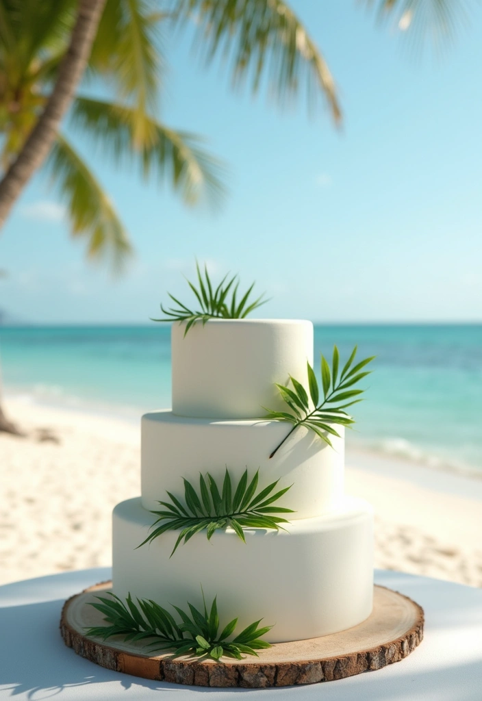 25+ Beach Cake Ideas for a Tropical Wedding Celebration - 11. Palm Leaf Paradise