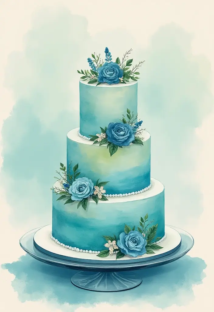 25+ Beach Cake Ideas for a Tropical Wedding Celebration - 12. Seaside Watercolor