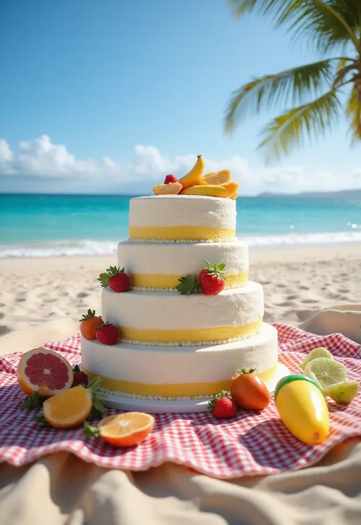 25+ Beach Cake Ideas for a Tropical Wedding Celebration - 14. Beach Blanket Bingo