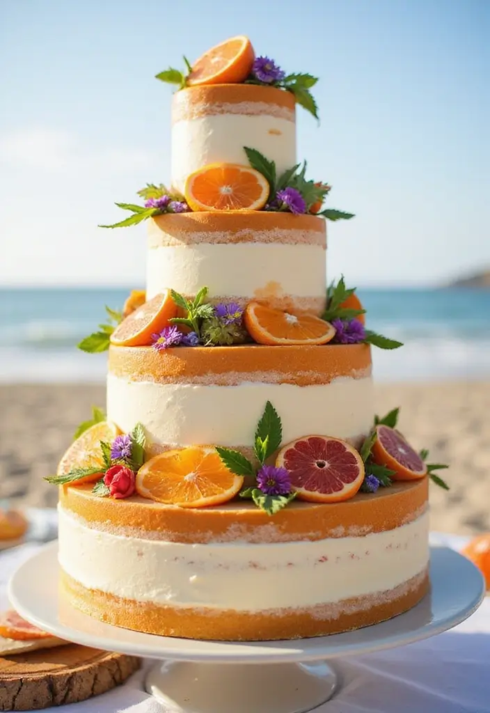 25+ Beach Cake Ideas for a Tropical Wedding Celebration - 15. Citrus Splash