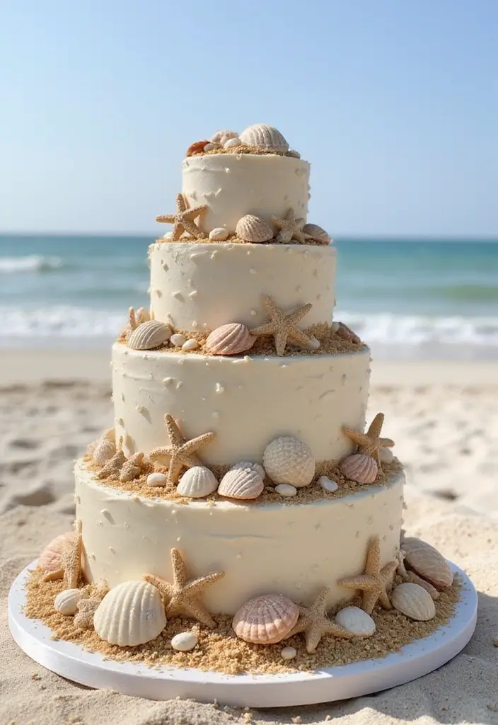 25+ Beach Cake Ideas for a Tropical Wedding Celebration - 3. Seashell Sweetness