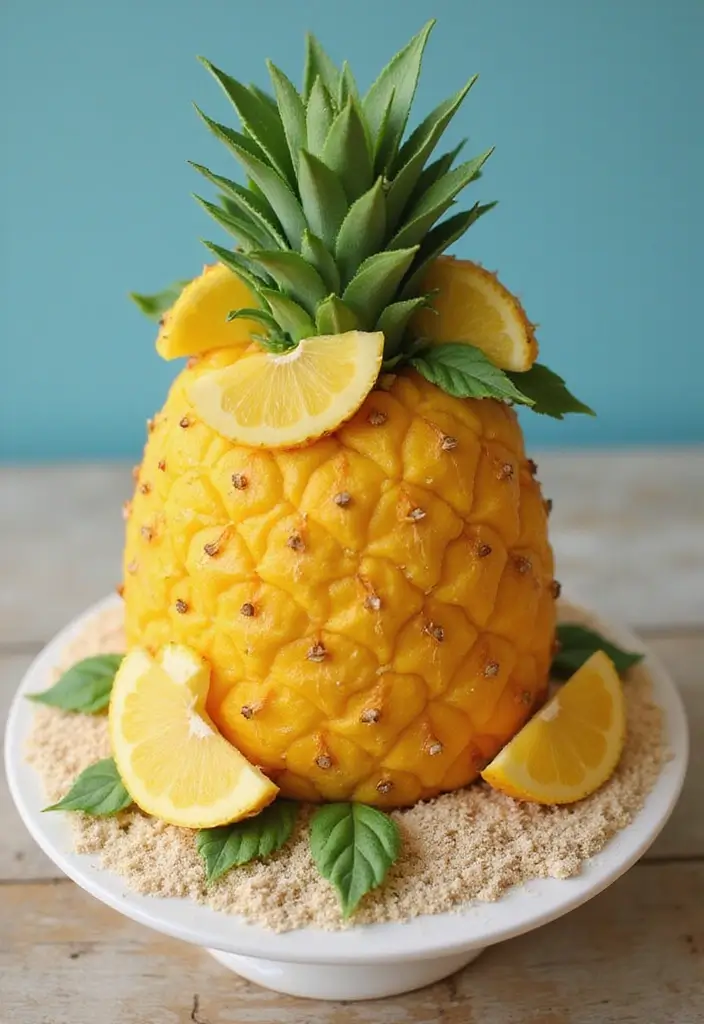 25+ Beach Cake Ideas for a Tropical Wedding Celebration - 5. Pineapple Paradise