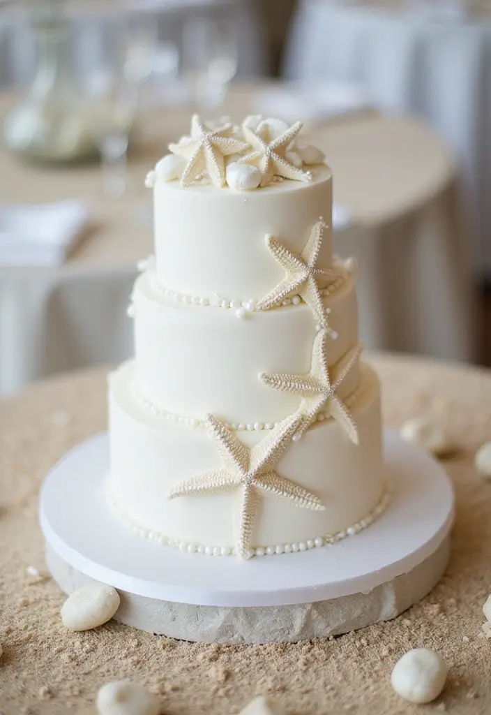 25+ Beach Cake Ideas for a Tropical Wedding Celebration - 8. Starfish Elegance