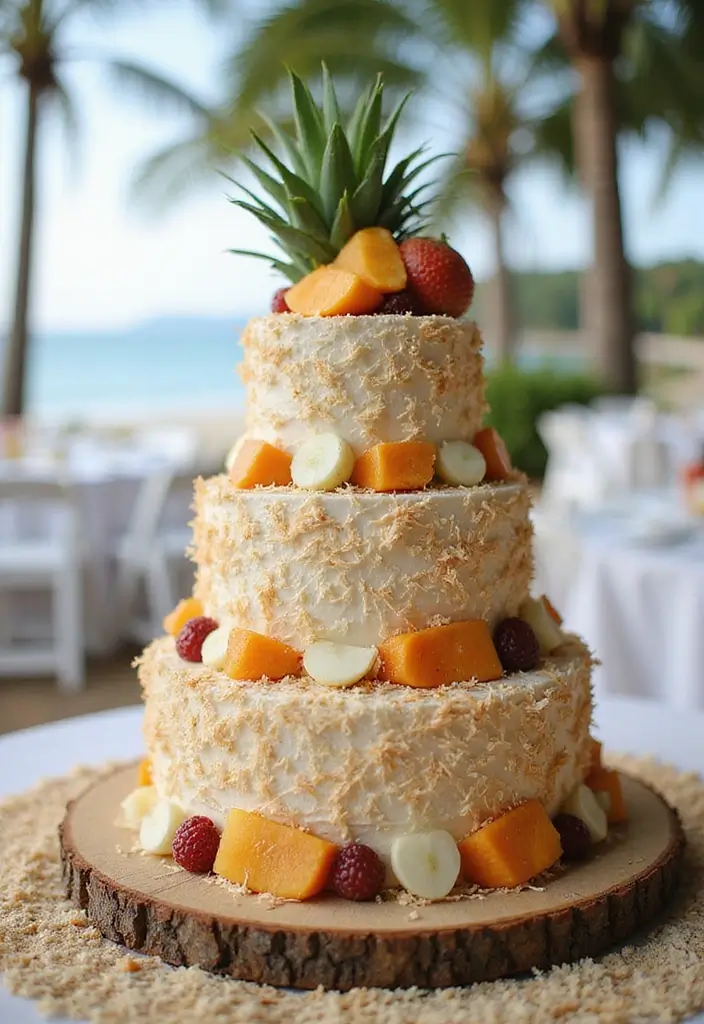 25+ Beach Cake Ideas for a Tropical Wedding Celebration - 9. Coconut Cream Dream