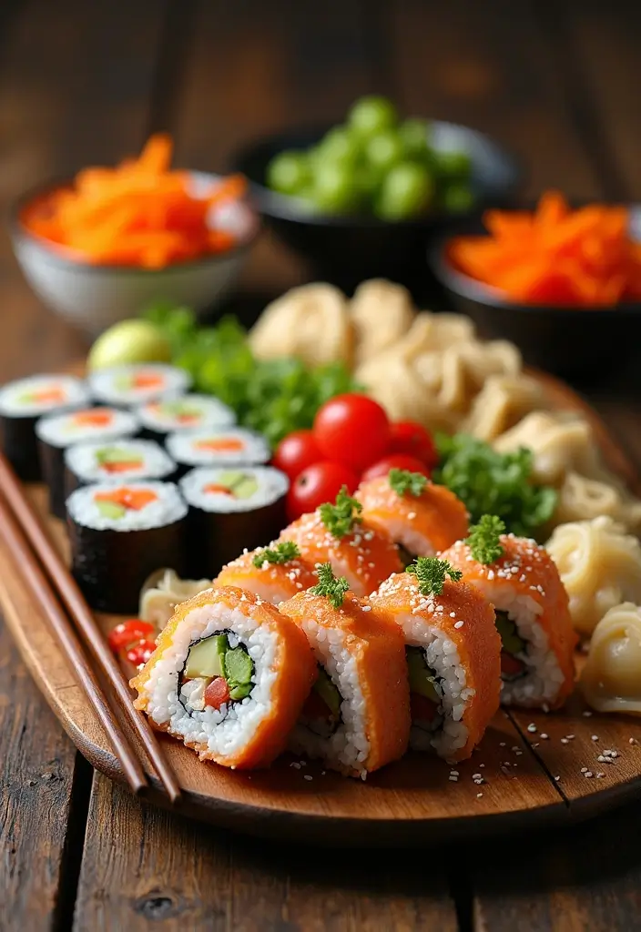 25+ Bridal Shower Charcuterie Board Ideas to Wow Your Guests 111 25+ Bridal Shower Charcuterie Board Ideas to Wow Your Guests - 17. Asian-Inspired Board