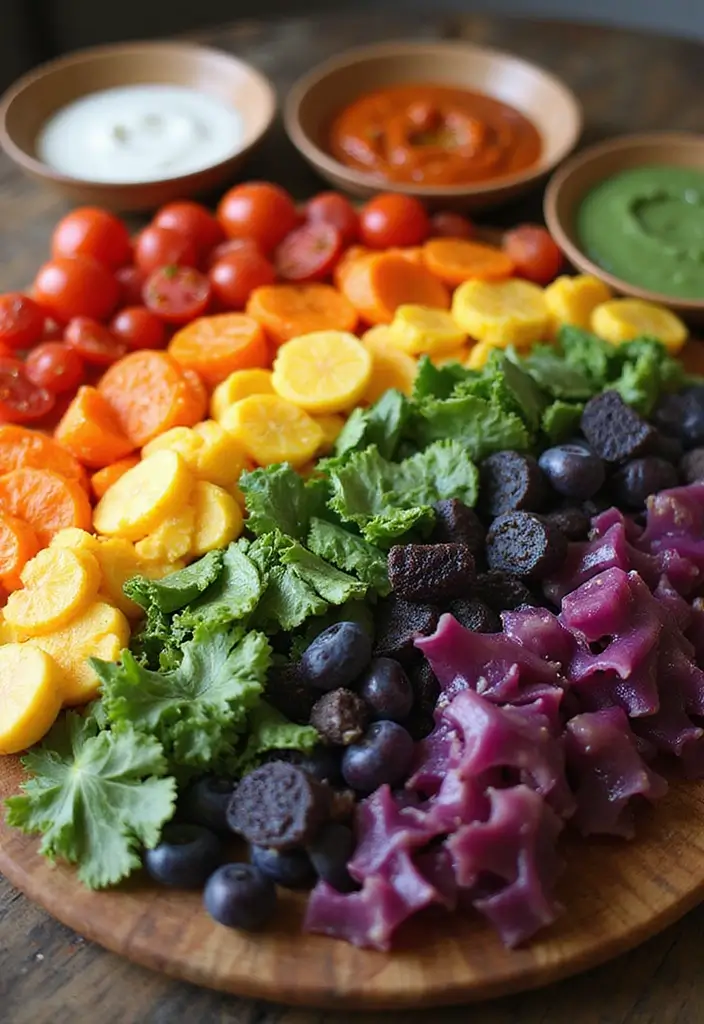 25+ Bridal Shower Charcuterie Board Ideas to Wow Your Guests 156 25+ Bridal Shower Charcuterie Board Ideas to Wow Your Guests - 24. Rainbow Veggie Board