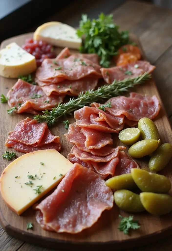 25+ Bridal Shower Charcuterie Board Ideas to Wow Your Guests 36 25+ Bridal Shower Charcuterie Board Ideas to Wow Your Guests - 6. Rustic Meat Lover’s Board