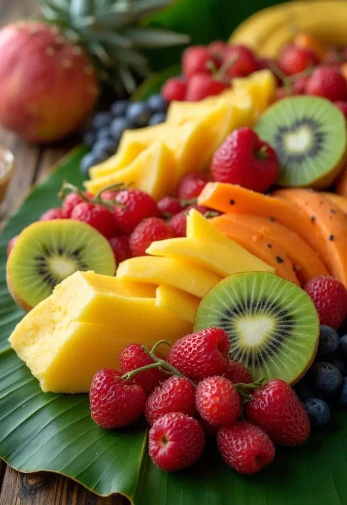 25+ Bridal Shower Charcuterie Board Ideas to Wow Your Guests 43 25+ Bridal Shower Charcuterie Board Ideas to Wow Your Guests - 7. Tropical Fruit Paradise