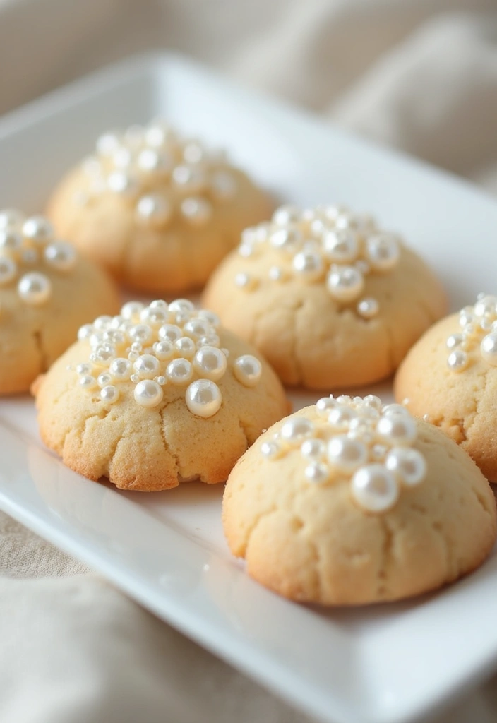 25+ Bridal Shower Cookie Ideas That Are Pretty and Delicious - 24. Almond Cookies with Pearls