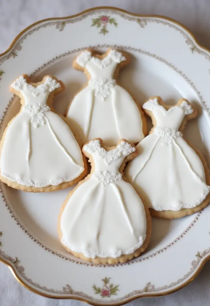 25+ Bridal Shower Cookie Ideas That Are Pretty and Delicious - 4. Bridal Gown Cookies